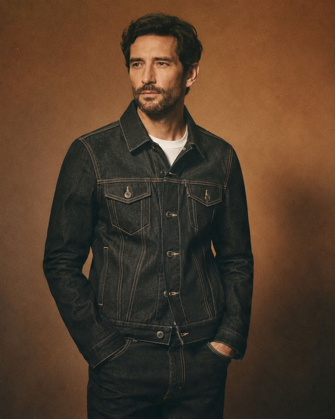 Homme en denim brut Kaporal, esprit artisanal et héritage — denim Made in France