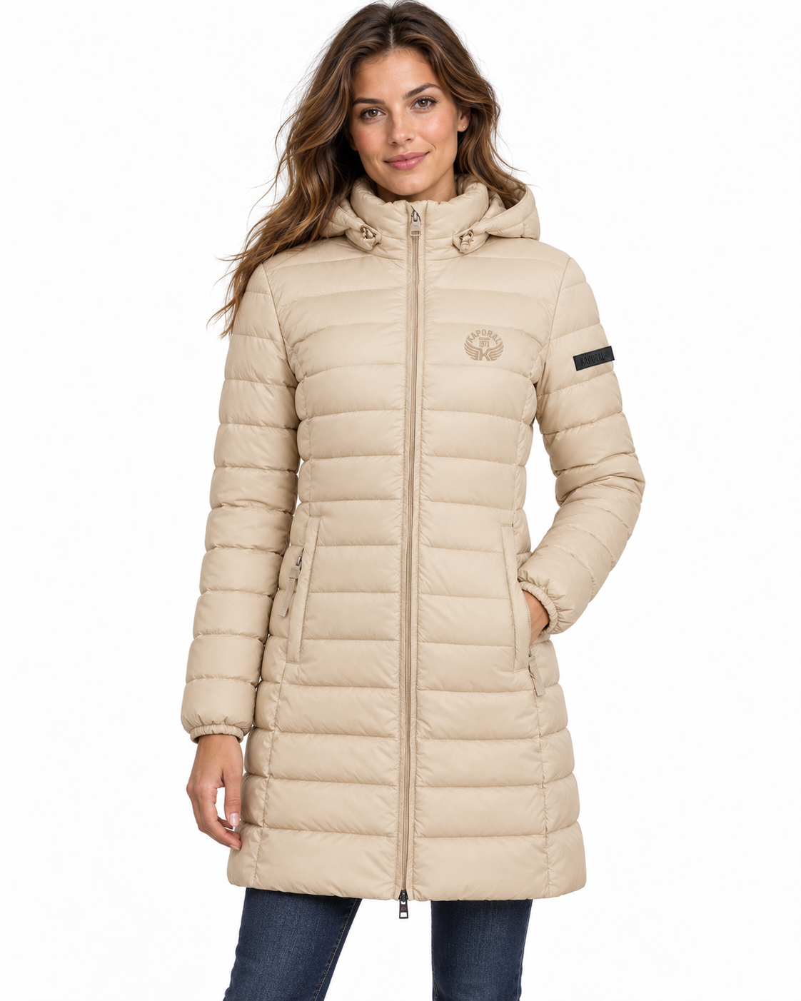 ATIKOLORAL HOOD LONG Femme Beige