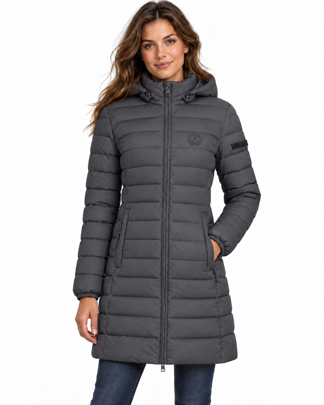 ATIKOLORAL HOOD LONG Femme Gris Fonce
