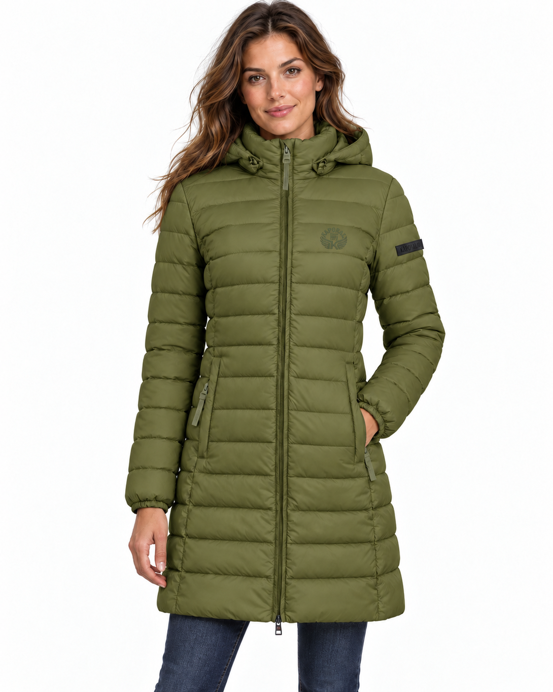 ATIKOLORAL HOOD LONG Femme Olive